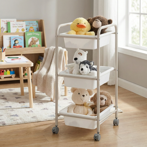 Fabricante de muebles para el hogar de Taiwán, pequeño, mediano, grande, 3 cajones, organizador de almacenamiento de juguetes DIY, caja de plástico rodante con estante - Product Image 1