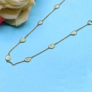 Bracelet à maillons en or jaune 18 carats avec diamants naturels taillés en tranches sertis clos, collection Memoria Jewels, vente en gros - Product Image 4