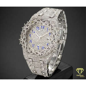 Montre de luxe pour homme, style hip-hop, avec lunette couronnée et diamants Moissanite VVS, en argent sterling 925 - Product Image 5