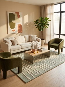 Luxury Tufted Geometric Wool Rug Contemporary Maze Pattern Handmade Carpet with Latex Backing Eco-Friendly <b>for</b> Modern Interiors - Product Image 3