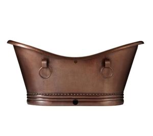 Bañera Ovalada de Cobre Hecha a Mano, Bañera Independiente Clásica con Borde Decorativo, Mueble de Baño para Adultos - Product Image 2