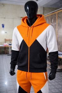 Conjunto Deportivo para Hombre, Color Naranja y Negro, Felpa, Corte Ajustado, Sudadera con Cierre y Pantalones Jogger, Ropa Deportiva Casual para Gimnasio, Fitness y Uso Diario - Product Image 6