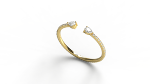 Anillo de Oro de 18K de Lujo con Diamantes, Diseño Abierto, Corte Pera con Banda de Diamantes Redondos, Banda Eternity Pavé, Anillo Envolvente en Forma de Lágrima, Joyería Fina para Mujer - Product Image 2