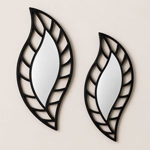 LEAF FRAME <b>WALL</b> <b>MIRROR</b> <b>SET</b> Modern Leaf Shape Metal <b>Wall</b> <b>Mirror</b> <b>Set</b> Decorative Framed Irregular Design for Home Interior - Product Image 2