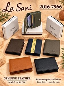 Porte-cartes de crédit fin en cuir véritable La Sani avec espace pour espèces - Product Image 5