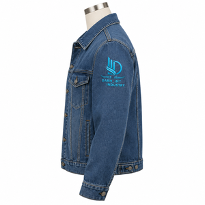 Veste en jean pour homme OARH_INT INDUSTRY, coupe classique, fermeture boutonnée, style décontracté, broderie, vêtement d'automne, bleu délavé - Product Image 4