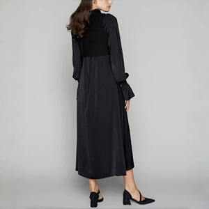 Ensemble de Robe de Soirée Deux Pièces Grande Taille en Coton Écologique à Manches Longues et Taille Naturelle, Couleur Unie, Vente en Gros - Product Image 1