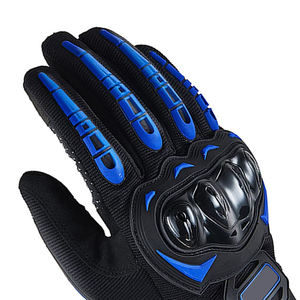 Gants de course à doigts entiers en cuir noir et bleu, avec paume antidérapante, unisexe, fermeture à enfiler, pour cyclisme et activités de plein air - Product Image 5