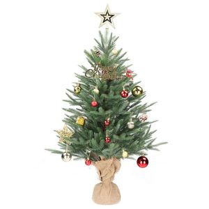 Albero di Natale Artificiale da Tavolo in PVC 60cm, 100 Rami, Piccolo Albero Natalizio per Camera da Letto, Scrivania, Portico con Base in Tessuto - Product Image 1