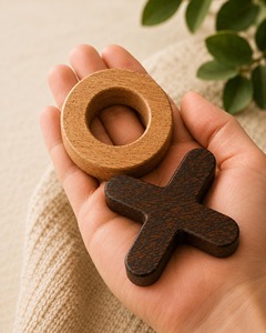 Jeu de Tic Tac Toe en bois fait main, jeu de croix et de points solide pour deux joueurs, idéal pour les fêtes, l'extérieur, l'intérieur, ou comme décoration de table basse - Product Image 2