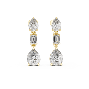 Magnifiques boucles d'oreilles pendantes en diamants de laboratoire de coupes variées, serties en or blanc 18 carats, pour fêtes, mariages, fiançailles, usage quotidien, cadeaux de luxe. - Product Image 5