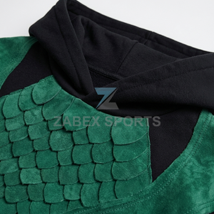 Sweat-shirt streetwear pour homme, à double capuche, coupe courte, avec textures complexes, patchwork brodé, 100% coton, hiver - Product Image 3