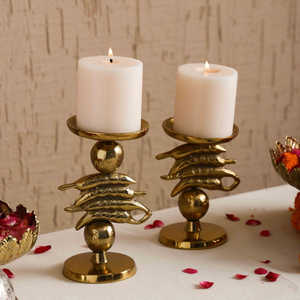 Indian Gold Plated Aluminum Tabletop Candle Holder In Customize For Home Wedding Decoration Eco Friendly Durable Candle <b>Stand</b> - Product Image 3