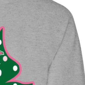 Camisa Gris de Manga Larga para Mujer con Bordado de Árbol de Navidad, Cuello Redondo, Informal, Festiva, para las Fiestas, Ropa de Moda al por Mayor - Product Image 4