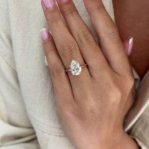 Bague de fiançailles solitaire en diamant de laboratoire taille poire 3,0 carats, certifiée IGI, or 14 carats, bijoux de luxe pour mariage et anniversaire pour femme - Product Image 5