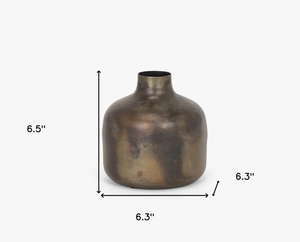 Jarrón de metal bronce rústico de lujo, maceta con textura mate, jarrón decorativo minimalista nórdico para decoración moderna del hogar y hoteles - Product Image 3
