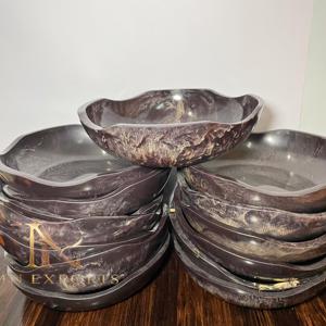 Tazón para Ensalada de Resina Pulida Ecológica con Textura de Mármol, Diseño Clásico Aqua Swirl para Hogar, Hotel, Restaurante, Boda - Product Image 1