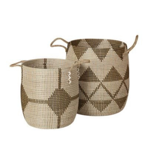 Panier de rangement rond tissé à la main en jonc de mer coloré à la mode avec ficelle en plastique panier à linge européen de haute qualité pour la décoration intérieure - Product Image 4