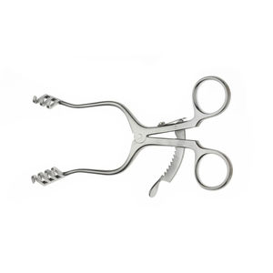 Écarteur chirurgical auto-serrant pour contour du cuir chevelu, 3 x 4 dents émoussées, 14 cm, en acier inoxydable, avec verrouillage à cliquet, instrument médical - Product Image 1