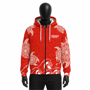 Nouvelle Arrivée 2026 – Sweat à Capuche Entièrement Zippé Personnalisé à Motif Polynésien – Vente en Gros OEM ODM – Polaire Respirant Imprimé Tortue Tribale – Vêtements de Sport - Product Image 1