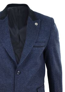 Abrigo Largo de Lana para Hombre, Cuello Vuelto, Cierre de un Botón, Corte Ajustado, Manga Regular, Tejido Sólido de Color Liso - Product Image 4
