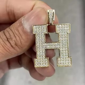 Pendentif personnalisé avec initiale, en argent 925, serti de diamants, pendentif hip-hop, pendentif en diamant moissanite VVS, bijoux de mode - Product Image 1