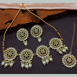Gold Plated <b>Kundan</b> Stone Choker Necklace Set 10581261WH Exquisite Fine <b>Jewelry</b> Set - Product Image 1