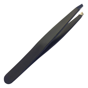 Pinzas de Cejas de Alta Calidad con Punta Inclinada Lisa y Recubrimiento de Papel Negro para el Cuidado de las Cejas y Manicura - Product Image 2