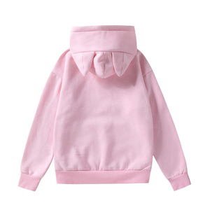Sudadera con Capucha de Orejas de Gato Rosa, Unisex, Holgada, Informal, de Color Sólido, con Forro Polar, para Otoño - Product Image 2