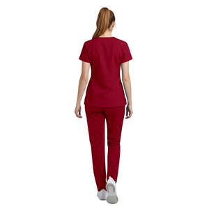 Tenue Médicale Unisexe : Blouse à Manches Courtes Col V et Pantalon Cargo pour Soins Infirmiers, Hôpital, Santé, Médecin, Infirmière – Tissu Tissé Ajusté - Product Image 2