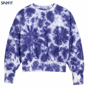 เสื้อสเวตเชิ้ตคอกลมแบบย้อมสีตามสั่งสำหรับผู้ชายและผู้หญิง ทรงโอเวอร์ไซส์ สไตล์ลำลอง สตรีทแวร์ แขนยาว ผ้าฝ้ายฟลีซ - Product Image 2