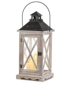 Nouvel ensemble de 2 lanternes à bougies en bois et métal faites à la main, finition blanche et noire, pour la décoration de jardin, personnalisables - Product Image 6