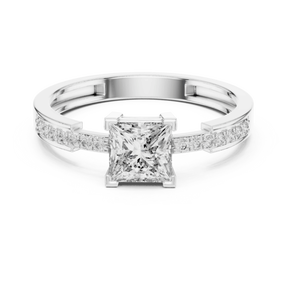 14K Rose Gold Princess & Round Cut Lab Grown Diamond Engagement <b>Ring</b> Band Wedding <b>Ring</b> for Women Party New Grown Diamond - Product Image 5