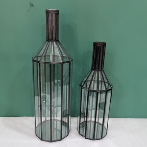 Modern Iron Glass <b>Lantern</b> <b>Set</b> of 2 Handmade Geometric Table <b>Lantern</b> Decorative Candle Holder for Home Wedding Hotel Decor - Product Image 6