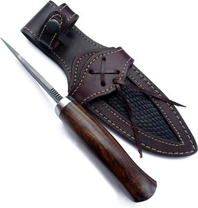 Cuchillo de caza Damasco, cuchillo desollador Damasco con mango de hueso, cuchillo de caza de acero Damasco. - Product Image 3