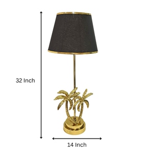 Modern Luxury Gold Palm Tree <b>Table</b> Lamp Black Fabric Shade Antique Brass Art Deco <b>Bedside</b> Living Room Home Decor Light - Product Image 3