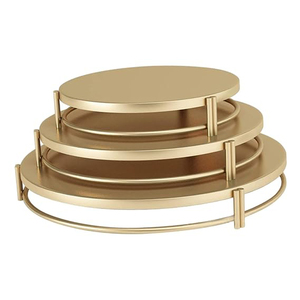 Ensemble de supports à gâteaux, plateau à dessert, assiette à gâteau en fer pour la décoration de cuisine et d'événements, finition dorée, support à gâteau en métal - Product Image 1