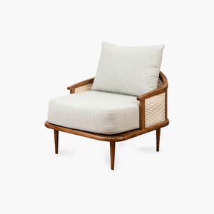 Fauteuil rembourré moderne de style mid-century avec coussin en tissu et pieds en bois massif pour le salon, meubles de maison - Product Image 4