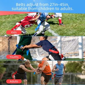 Ensemble de flag football avec ceintures réglables, ensemble de flag football avec 14 ceintures et drapeaux pour jeunes et adultes, design élégant - Product Image 4