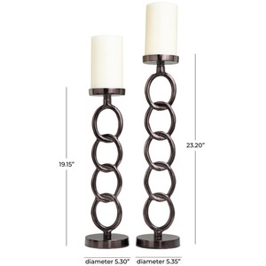 Juego de 2 Portavelas de Alta Demanda, Diseño de Anillos Entrelazados en Bronce Oscuro, Soporte Cilíndrico para Decoración del Hogar - Product Image 3