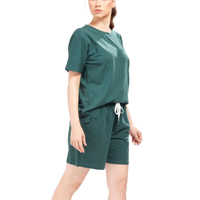 Nouvel Arrivage 2025 Ensemble 2 Pièces Femme en Coton 100% Coupe Oversize Uni avec Dentelle Respirant Séchage Rapide T-shirt et Short Tenue Décontractée d'Été Haute Qualité