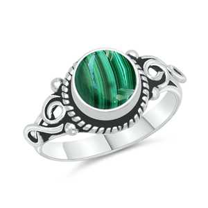 Bague ajustable en malachite délicate, en pierre précieuse véritable, avec cristal réglable - Product Image 1