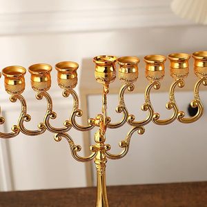เชิงเทียนทองเหลือง 9 แขน สำหรับตกแต่งโต๊ะอาหาร งานแต่งงาน และตกแต่งบ้าน - Product Image 3