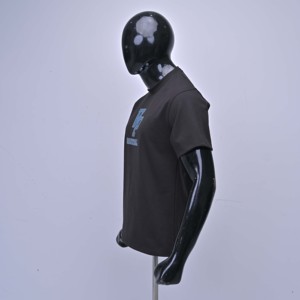Camiseta de Algodón Negra para Hombre, Precio Económico al por Mayor, Manga Corta, Cuello Redondo, Estampado Brillante con Logotipo de Baloncesto VP, Corte Regular Informal - Product Image 2