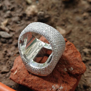 925 Sterling Silver Rhodium Plated Iced Out Engagement <b>Ring</b> Baguette Round Cut Moissanite Diamond <b>Initial</b> Hip Hop Style Jewelry - Product Image 6