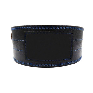 Men's Black Cowhide <b>Weight</b> Lifting <b>Belt</b> With Blue Stitching Adjustable Buckle Waist Support For Strength Training - Product Image 5