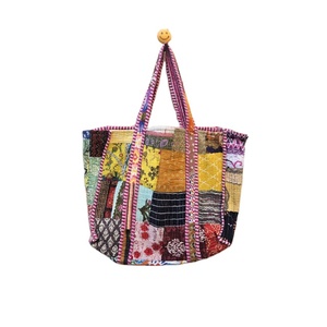 Beautiful Women Shopping Multi Color Hand Quilted Large Tote Bag Handmade Kantha <b>Beach</b> Cotton Kantha Print Quilted Shoulder Bag - Product Image 1