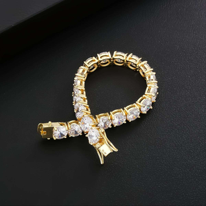 สร้อยข้อมือเทนนิสโมอิสซาไนต์ทรงกลมสีทองพร้อมการฝังแบบคลาสสิก - Product Image 4