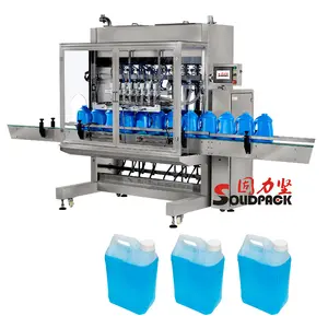 Solidpack 100-1000Ml Full Line Paste 12 Nozzle Otomatis Linear Gravity Overflow Mengisi Mesin untuk Pestisida Cairan Kimia