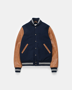 Blouson Bomber Varsity Personnalisé pour Homme en Laine et Cuir – Corps en Laine Premium, Manches en Cuir Véritable, Poignets Côtelés et Boutons Pression – Style Urbain - Product Image 6